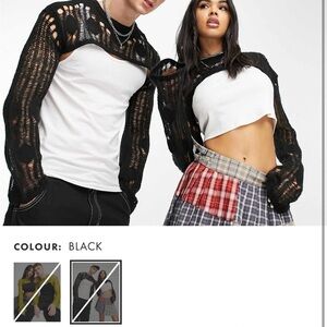 ASOS Unisex Black Distressed Crop Shrug